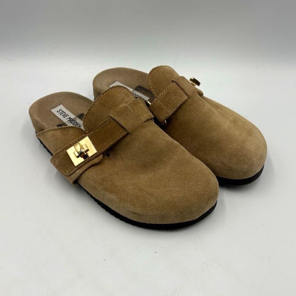 Steve Madden Beige Suede Buckle Slide Sandals Slip-On Women's US 6.5 EU 37